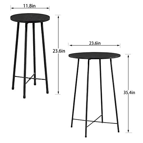 VECELO 3 Piece Sets, Round Bistro Table and Chairs Set of 2, Counter Height Wood top,Small Spaces Saving for Dining Room Breakfast, Bar, Black