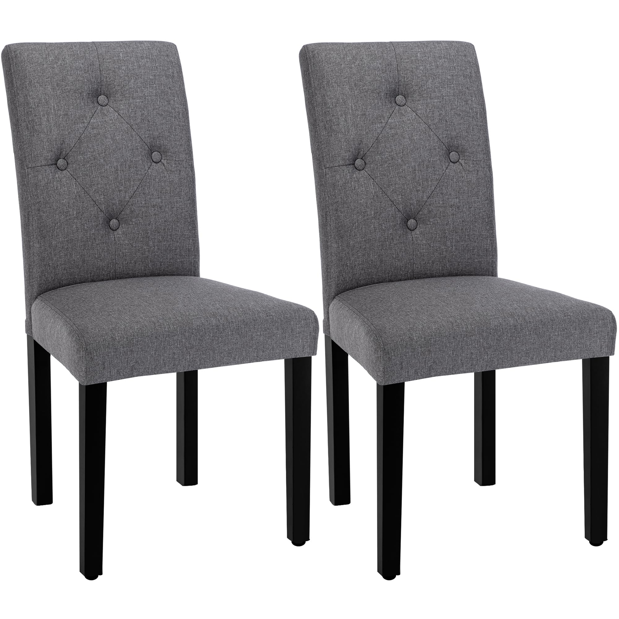 VECELO Upholstered Dining Chairs Set of 2, Modern Fabric and Solid Wood Legs &High Back for Kitchen/Living Room- DGRY